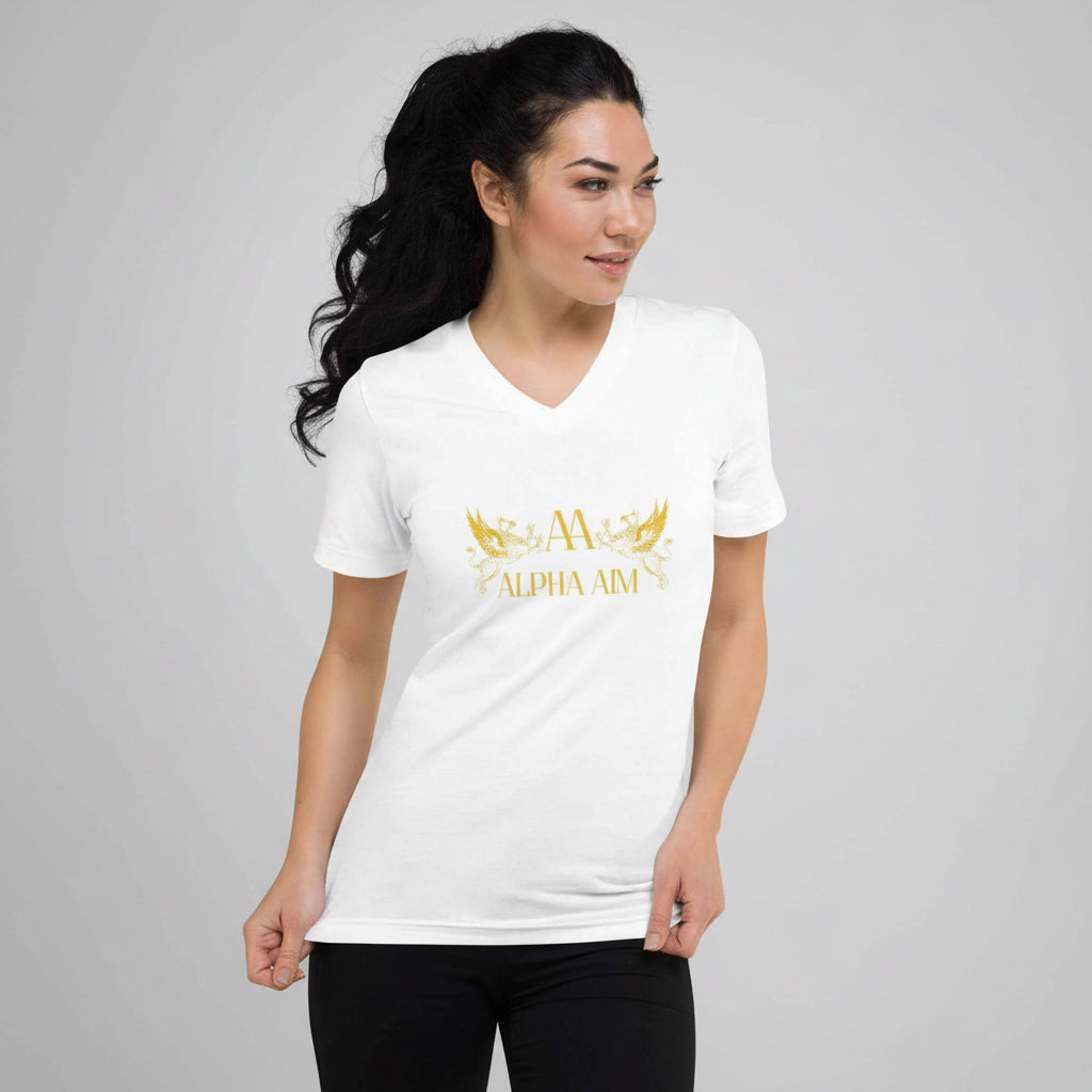 Kurzärmeliges Unisex-T-Shirt mit V-Ausschnitt
