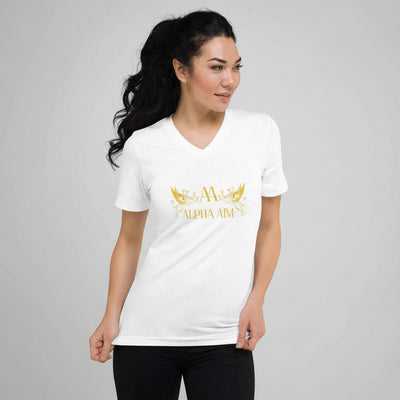 Kurzärmeliges Unisex-T-Shirt mit V-Ausschnitt